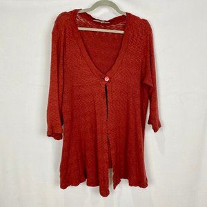 FLAX Women's Cardigan Sweater Burgundy Cotton Top FLAX Women's Cardigan Sweater Burgundy Cotton Top